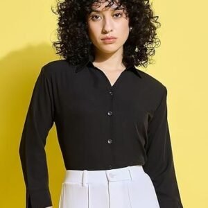 Crepe Regular Fit Solid Women Formal Shirt | Official Shirt
