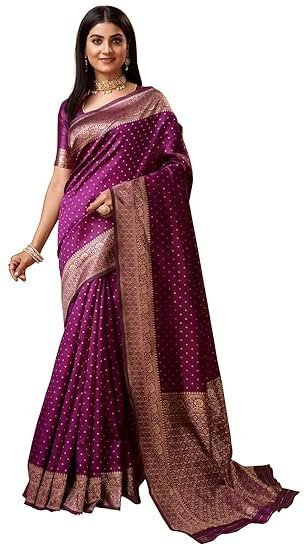 Sugathari Women's Banarasi Saree Pure Kanjivaram Silk Saree Soft new ladies 2023 Design Wear Pattu Sarees Latest Cotton Party Sari collections With Blouse Piece for Wedding sadi (SAM PARI-113) - Image 4