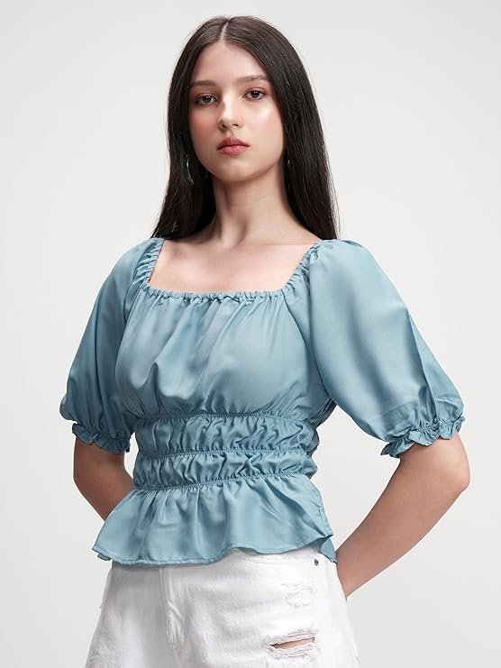 Tokyo Talkies Women's Solid Regular Fit Shirt - Image 2