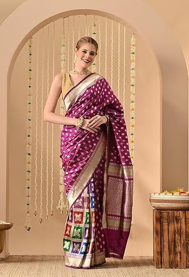 THE WEAVERS SHOP BY RAAVI Pure Banarasi Silk Zari Weave Handloom Saree - Pink - Image 3