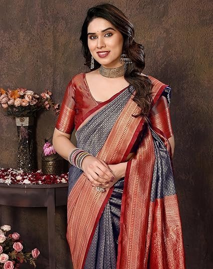 Yashika Women's Banarasi Kanjivaram Art Silk Saree with Blouse Material - Image 5