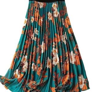 OTABU | Skirt for Women | Beautiful Colorful Printed | Stylish Pleated A-Line Design | Flexible Elastic Waist | Lightweight Fabric | Perfect for Any Occasion