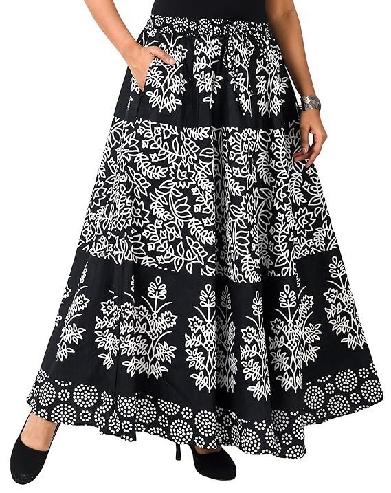 SAMJHI Premium Cotton Skirt for Women with Pocket, Free Size