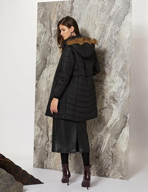 Symbol Women's Polyester Long Line Regular Fit Parka Quilted Jacket (Puffer Jackets) - Image 6