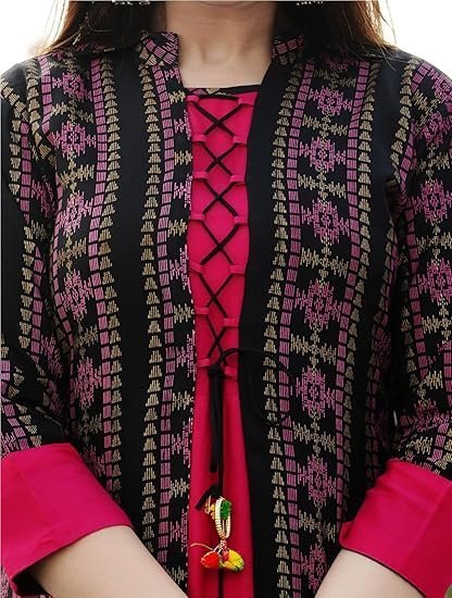 Women Printed, Floral Print Georgette Anarkali Kurta With Attached Dupatta (Purple) - Image 3