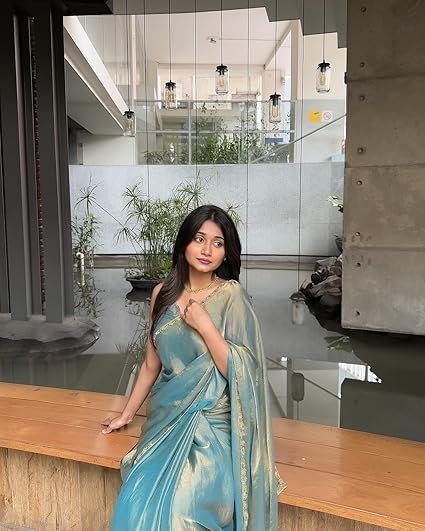 Sidhidata Women's Soft Zimmy Choo Fandy Silk Saree With Hand Work Lace Boarder & Comes With Unstitched Blouse Piece (Chhaava) - Image 4