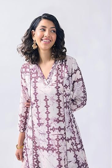 Toochki Dress for Women | Two Piece | Off White Printed Dress | Rayon (TKCBL-RY-321-OW-DRA $Parent)