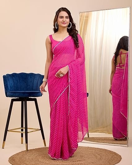 VAIRAGEE Women Soft Georgette Stylish Printed Ready To Wear Saree - Image 3