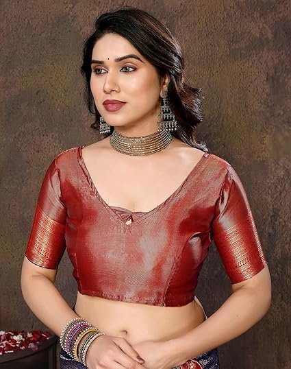 Yashika Women's Banarasi Kanjivaram Art Silk Saree with Blouse Material - Image 3