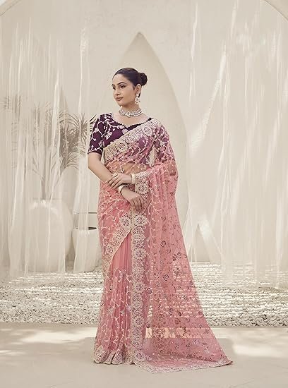 Suha Womens Poly Silk Saree | Women's Traditional Ethnic Saree With Attach Unstitch Blouse Piece - Image 3