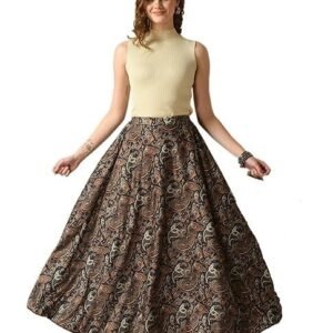 VAGISHA Women Floral Printed Skirt | Stylish A- Line Pleated Skirt | Party Casual Wear Floor Length Skirt