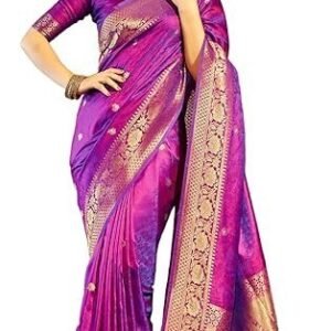 SWORNOF Womens Kanjivaram Banarasi Silk Saree Patola saree with Unstitched blouse piece