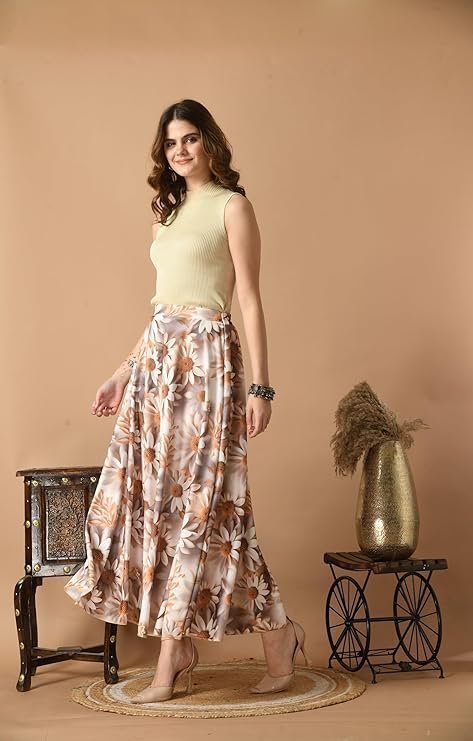 VAGISHA Designer Lehanga Style Full Flared Printed Skirts for Women's/Girls/Ladies - Image 4