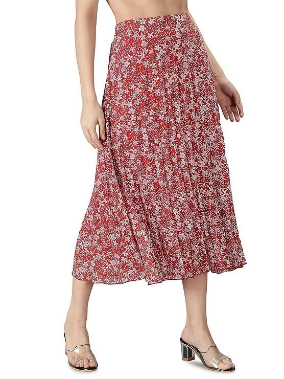 NUEVOSDAMAS Floral Printed Pleated Navy/Multi Skirt - Image 4