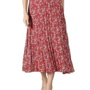 NUEVOSDAMAS Floral Printed Pleated Navy/Multi Skirt