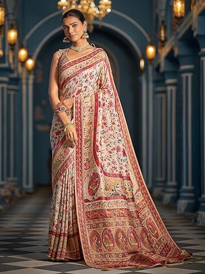 SWORNOF Womens Kanjivaram Banarasi Silk Saree - Image 3