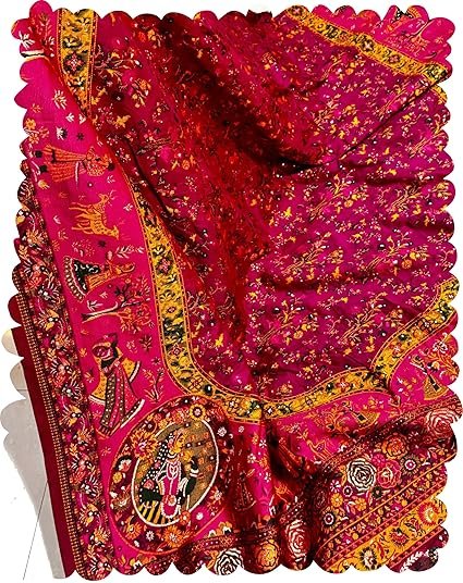 Veglari Women's Kanchipattu Hand Work Pure Jari Wewing Original Kanjivaram Jacqurad Rajwadi Print Kalmkari Sarees - Image 3