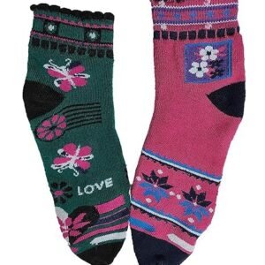 Women's Warm Socks With Comfort Ankle Length Floral Printed Thumb Socks Model