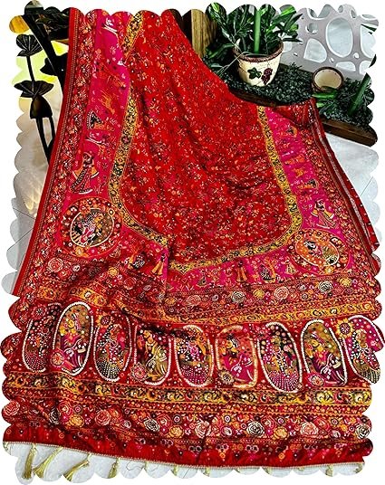 Veglari Women's Kanchipattu Hand Work Pure Jari Wewing Original Kanjivaram Jacqurad Rajwadi Print Kalmkari Sarees