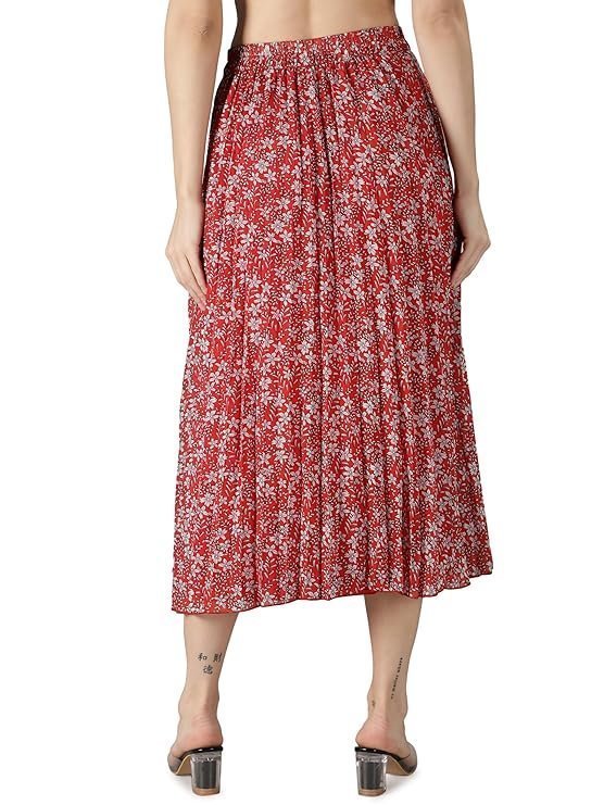NUEVOSDAMAS Floral Printed Pleated Navy/Multi Skirt - Image 6