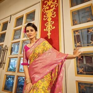 SWORNOF Women's kanjivaram banarasi silk saree for festival Wedding silk with rich pallu Design sarees for women with Unstitched blouse piece